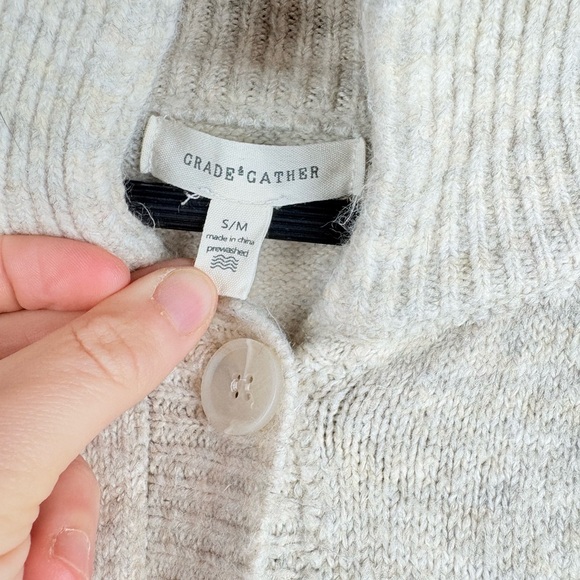 Grade & Gather Women’s Beige Oversized Cardigan Sweater Pockets Minimalist S / M - Picture 5 of 10